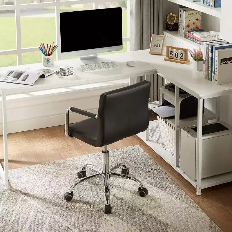 VECELO Rolling Work Chair for Home Office Desk Adjustable Height