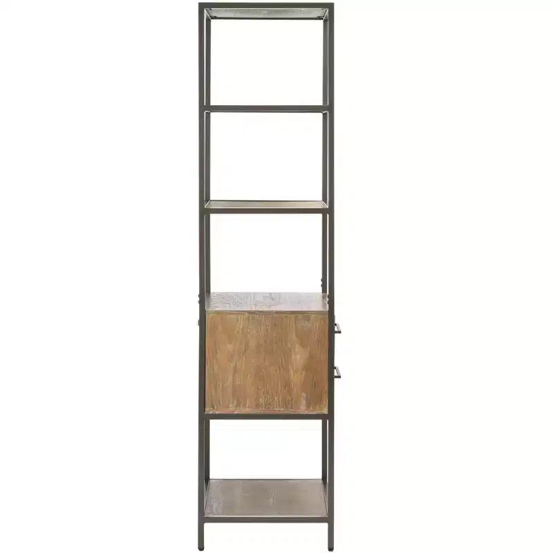 5 Shelf 1 Drawer Etagere - Rustic Oak/Gunmetal