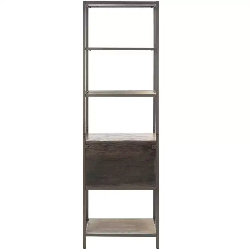 5 Shelf 1 Drawer Etagere - Rustic Oak/Gunmetal
