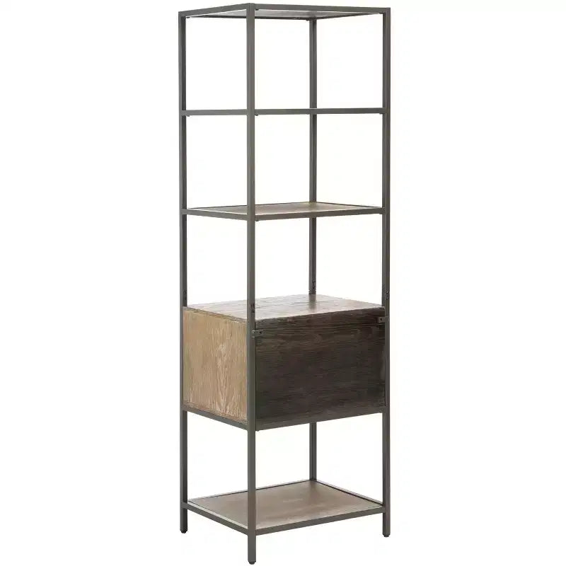 5 Shelf 1 Drawer Etagere - Rustic Oak/Gunmetal