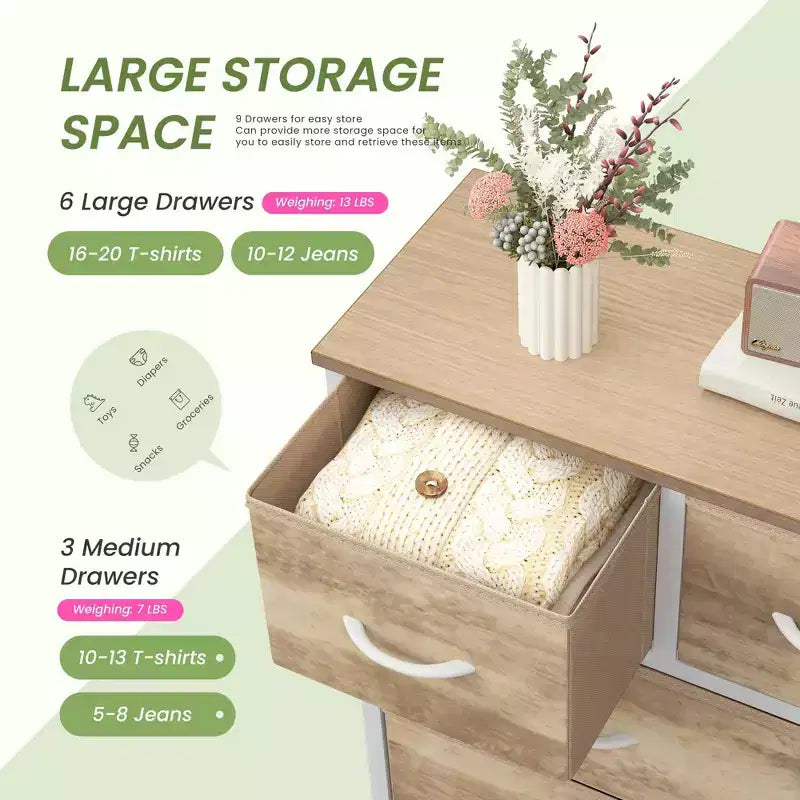 9 Drawer Storage Dresser Chest