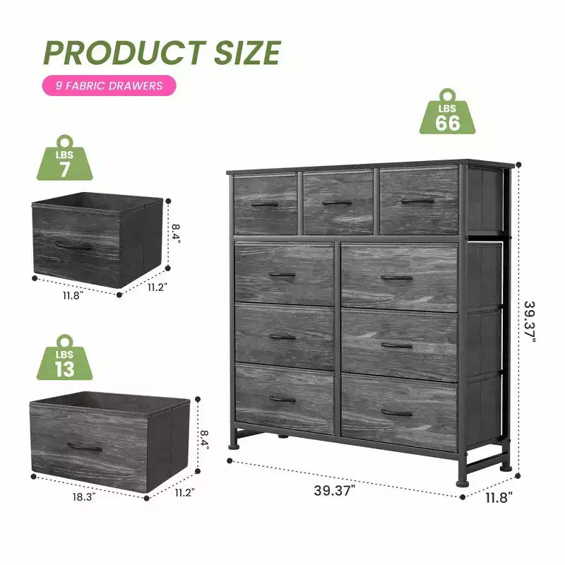 9 Drawer Storage Dresser Chest