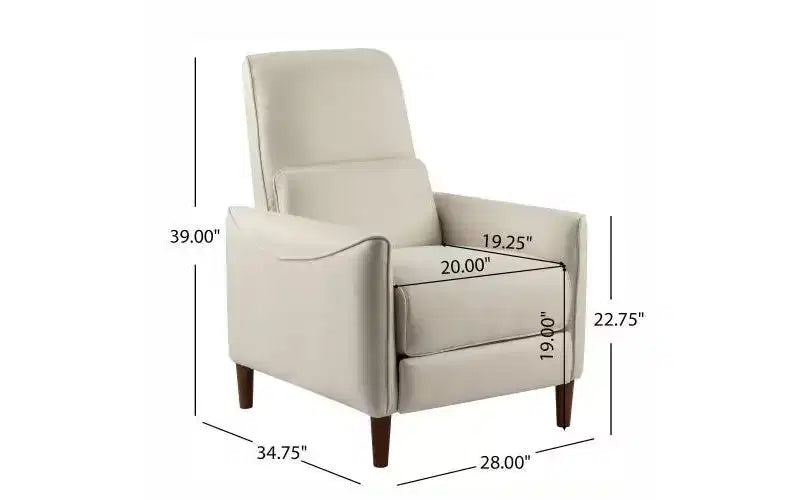 Owen Upholstered Recliner Chair with Rubberwood Tapered Legs
