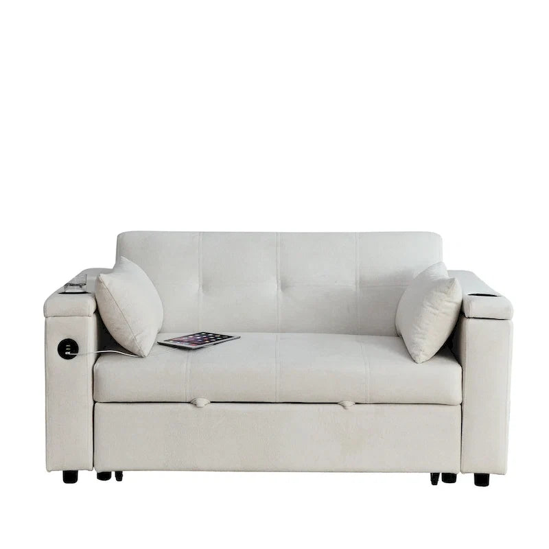 Canapé convertible 54 pouces avec lit gigogne, double assise, fonction relax