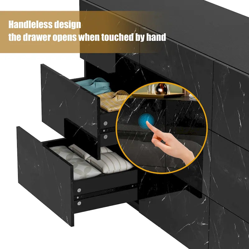 Commode à 9 tiroirs Tour de rangement pour chambre à coucher avec lumière