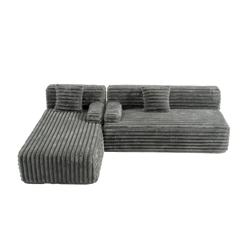 Canapé d'angle modulable Cloud, Canapé moderne rembourré avec 2 coussins, Canapé modulable à composer, Canapé d'angle modulable en L
