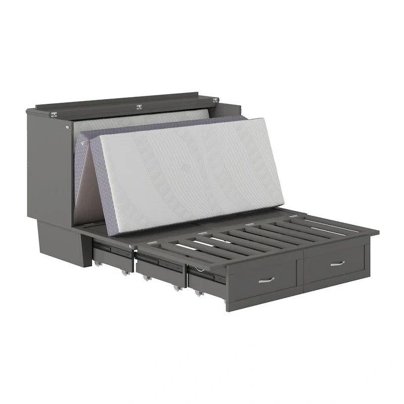 Lit escamotable coffre Chelsea Queen avec matelas
