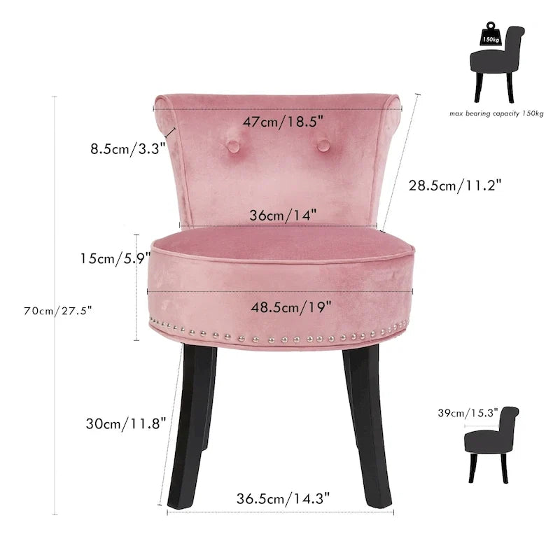 Tabouret de Coiffeuse en Bois Massif de 69,85 cm de haut - 69,85 H X 48,26 L X 29,97 P