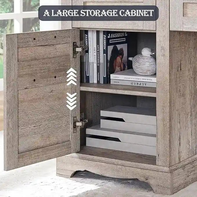Bureau d'angle exécutif en forme de L 60 Farmhouse, bureau d'angle en bois, bureau d'ordinateur