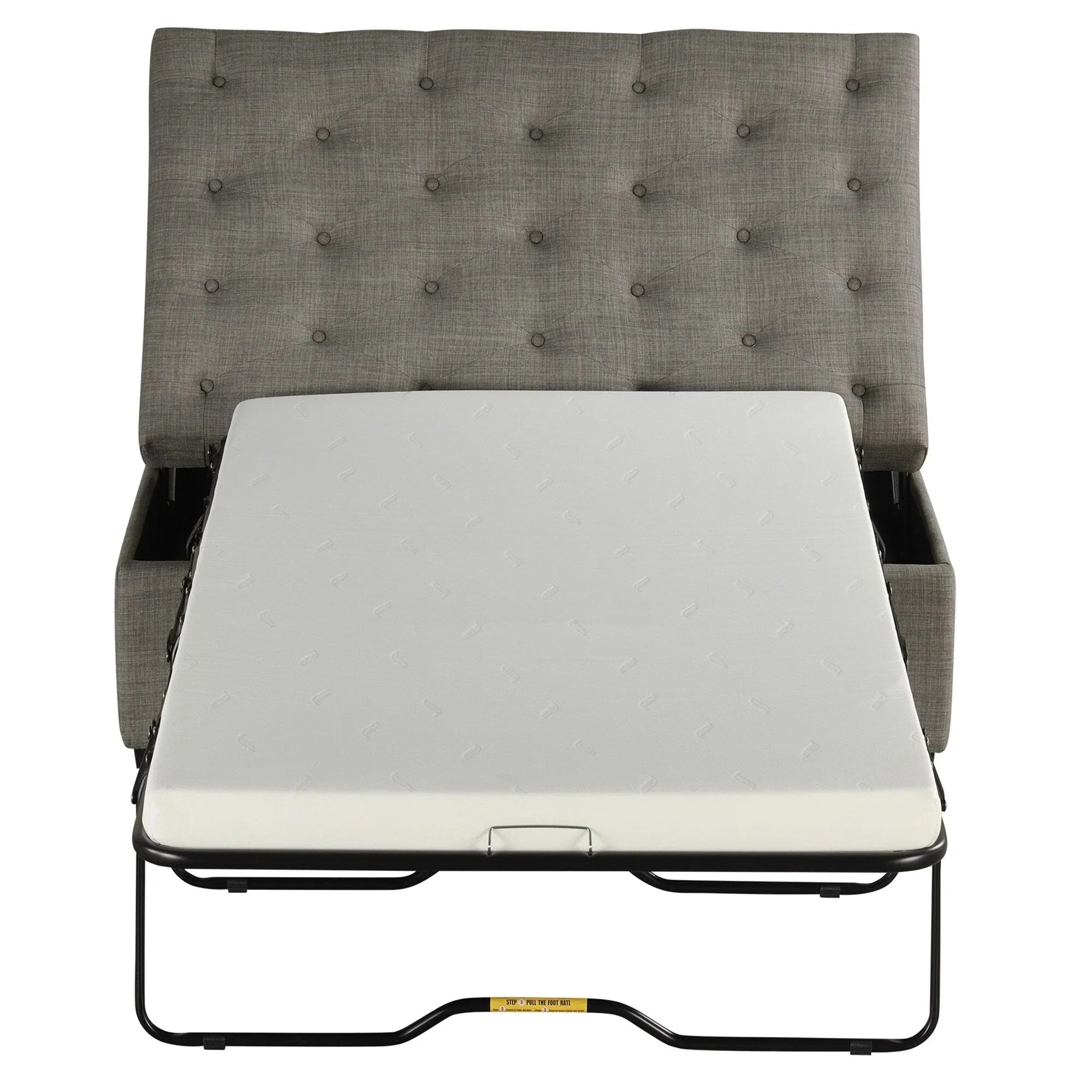 Pouf lit pliant, pouf de 126 cm avec lit pliant, pouf-lit convertible avec matelas à mémoire de forme et design capitonné