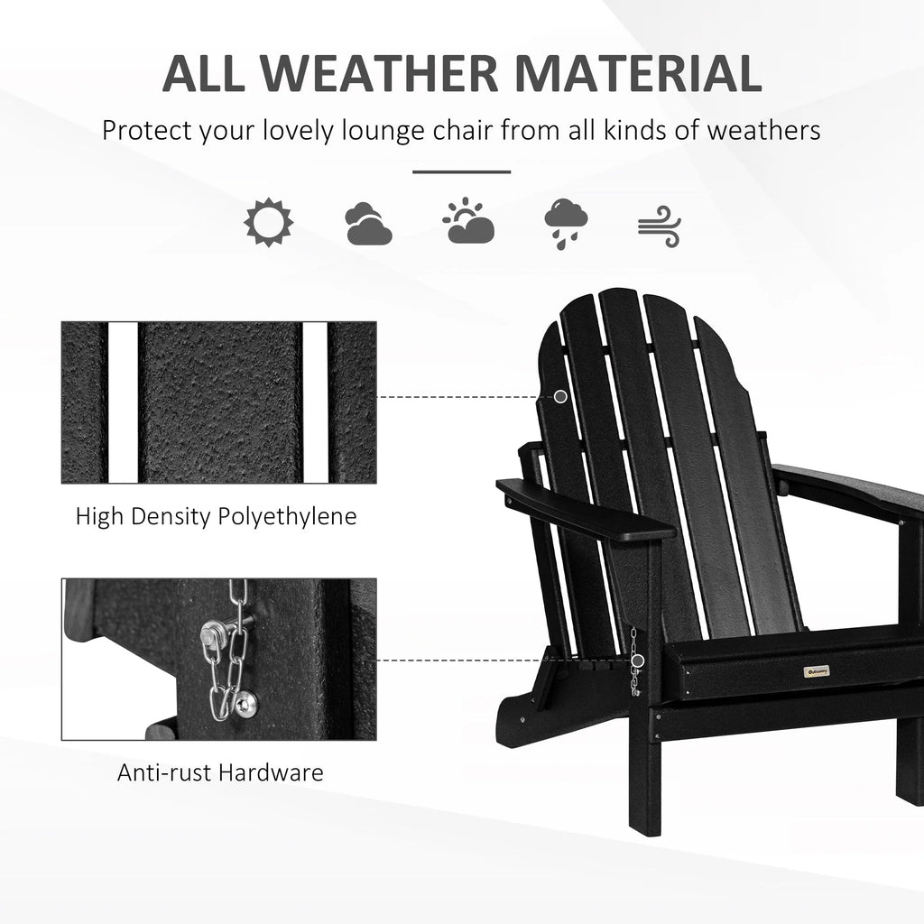 Chaise Adirondack pliante, chaises longues de plage en plastique HDPE toutes saisons pour terrasse et mobilier de jardin