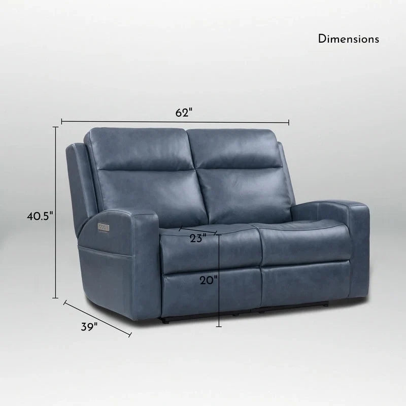 Causeuse inclinable électrique en cuir véritable avec espace de rangement et port de charge USB pour salon