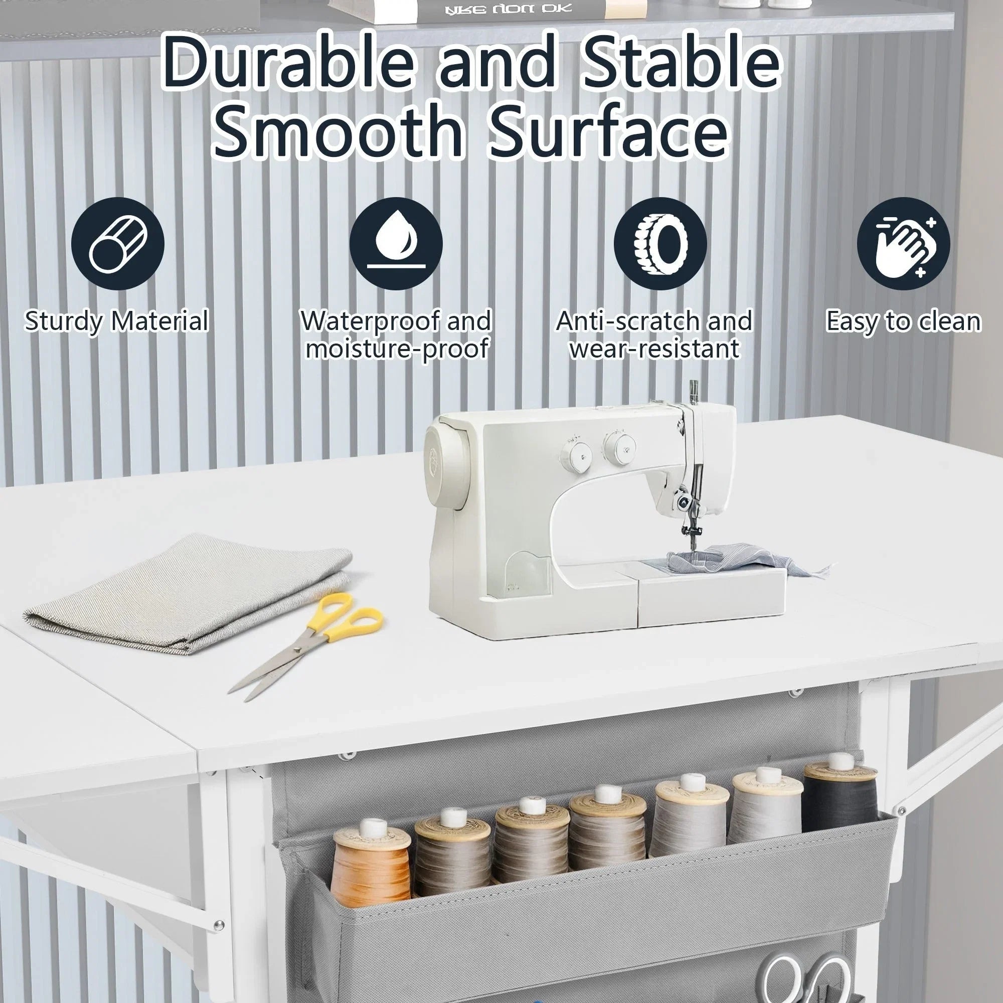 Table artisanale réglable en hauteur avec étagères de rangement, table de coupe pliante mobile pour bureau à domicile, salle de couture, salle d'artisanat