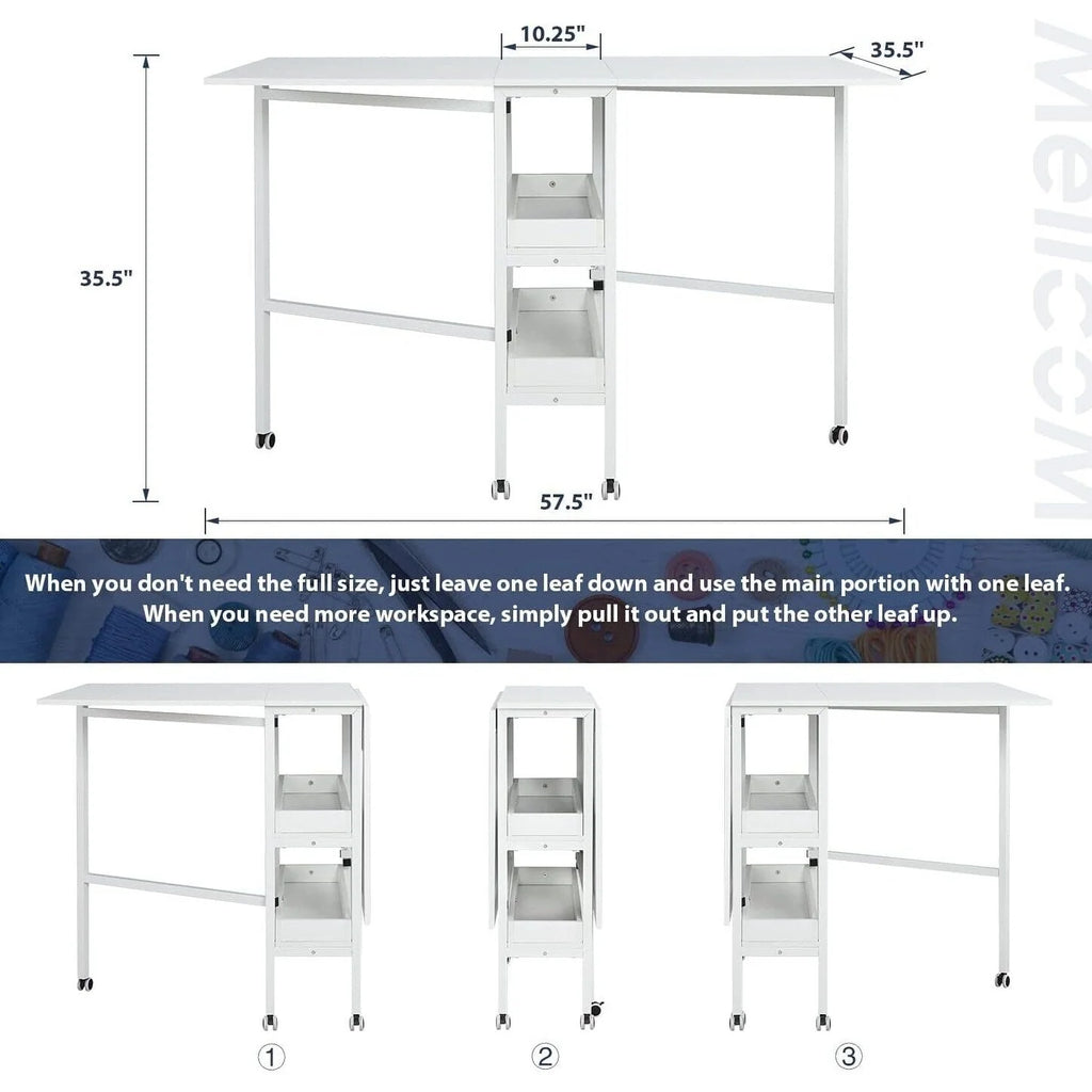 Table artisanale réglable en hauteur avec étagères de rangement, table de coupe pliante mobile pour bureau à domicile, salle de couture, salle d'artisanat