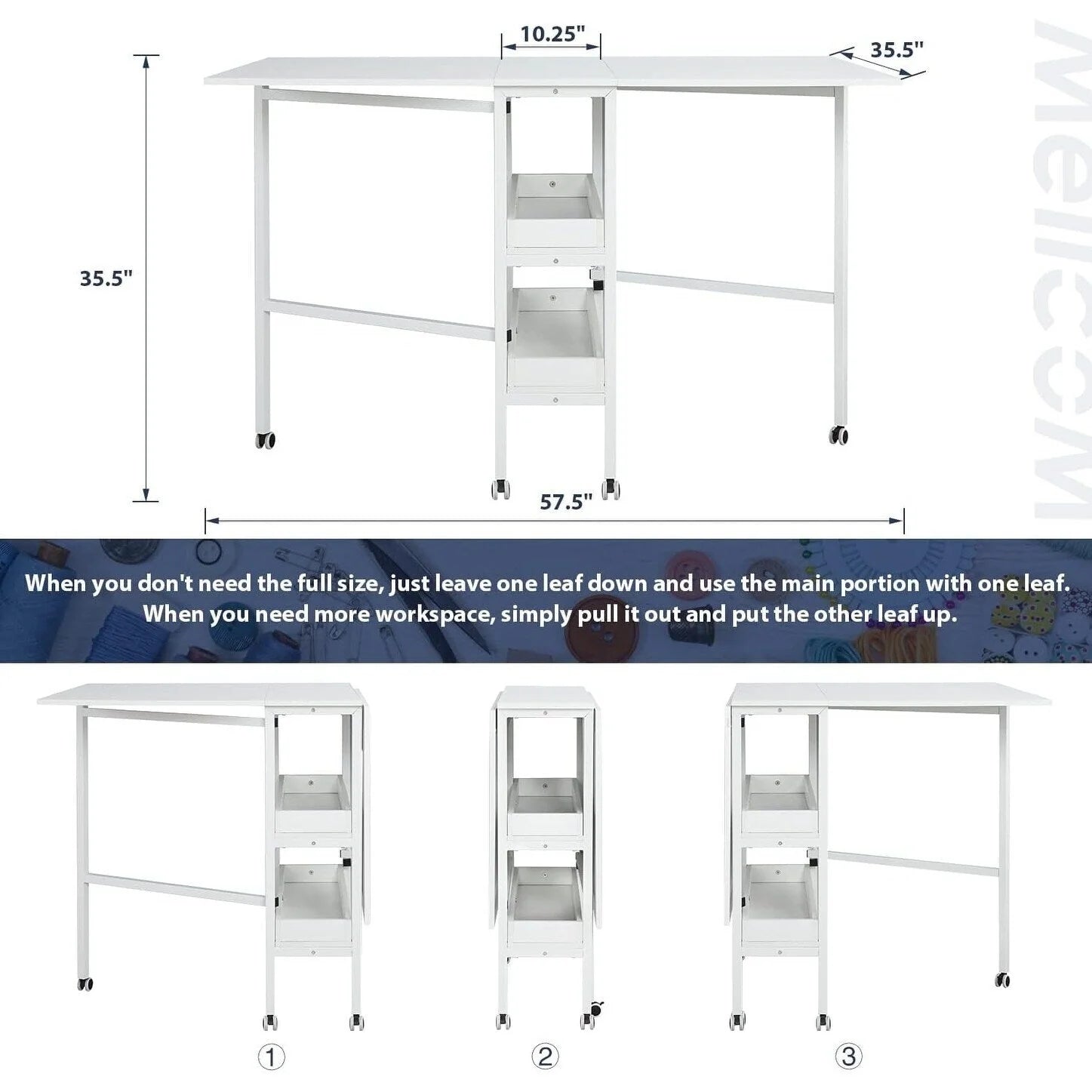 Table artisanale réglable en hauteur avec étagères de rangement, table de coupe pliante mobile pour bureau à domicile, salle de couture, salle d'artisanat