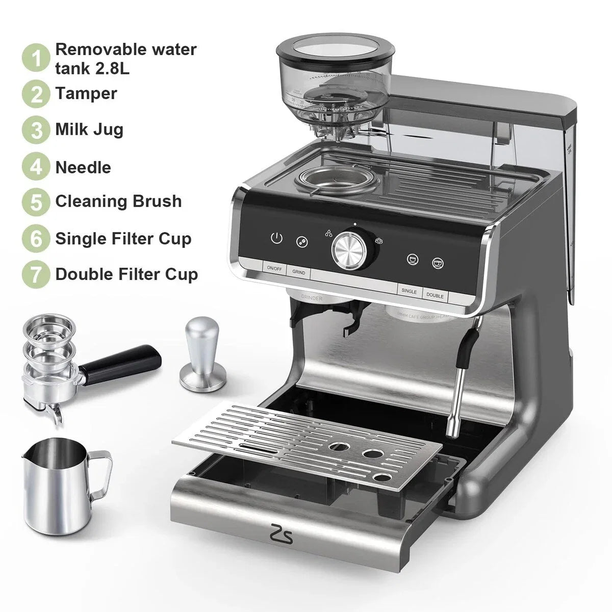 Machine à café expresso, avec moulin, réservoir d'eau de 2,8 L