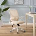 Javlergo Chaise de Bureau Dossier Mi-Hauteur Pivotante avec Support Lombaire, Fauteuil de Bureau Ergonomique en Maille avec Accoudoirs