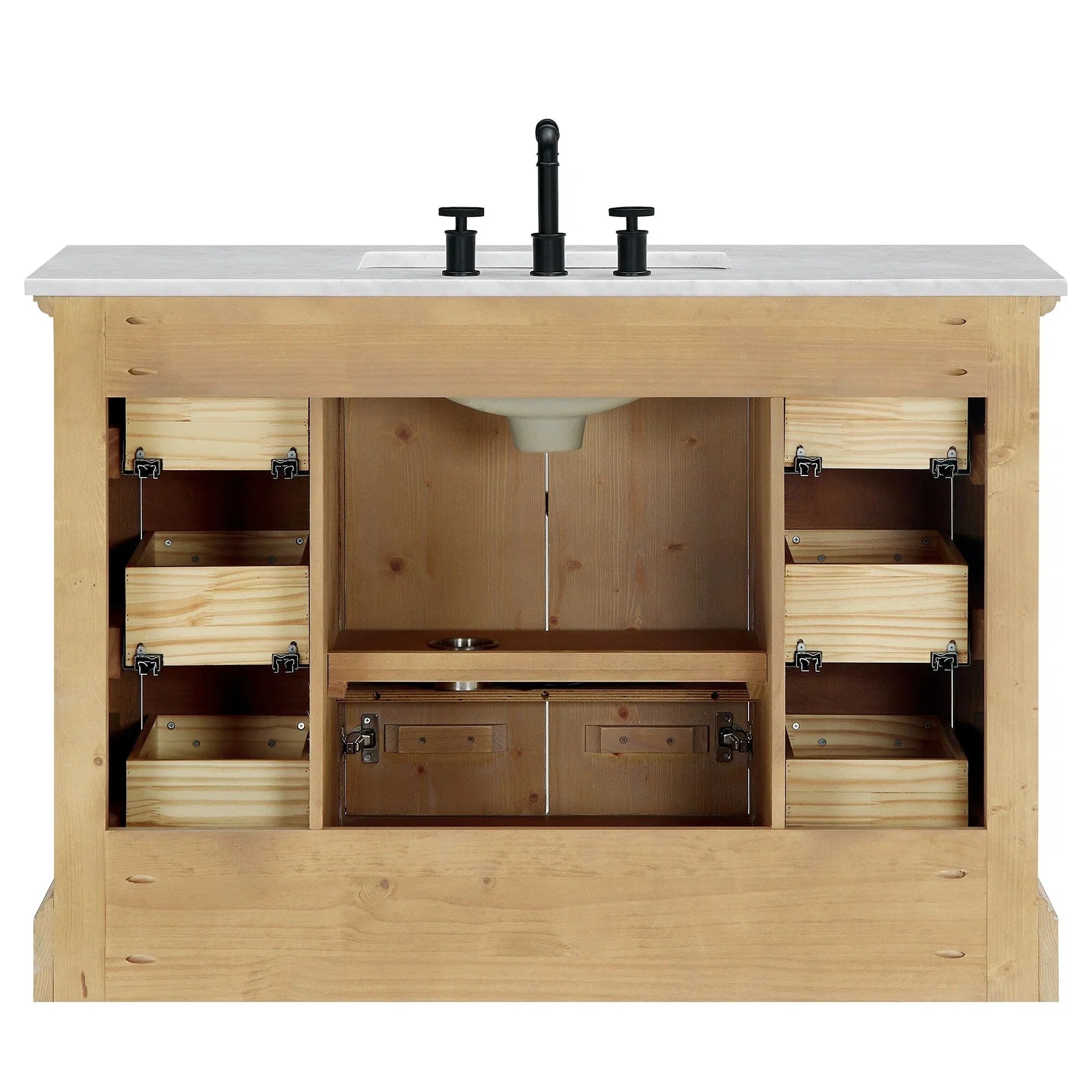 Meuble sous-vasque Hervas avec plateau en marbre naturel, sans miroir
