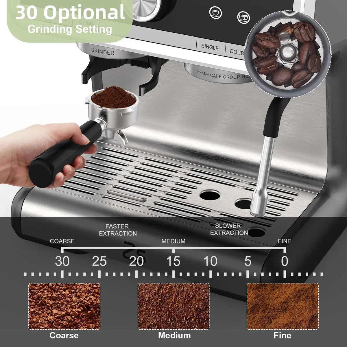 Machine à café expresso, avec moulin, réservoir d'eau de 2,8 L
