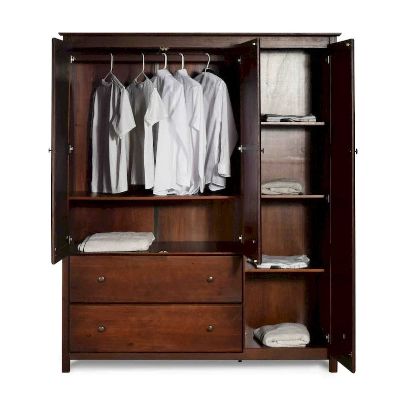Grain Wood Furniture Armoire Shaker en bois à 3 portes - 60x72x22