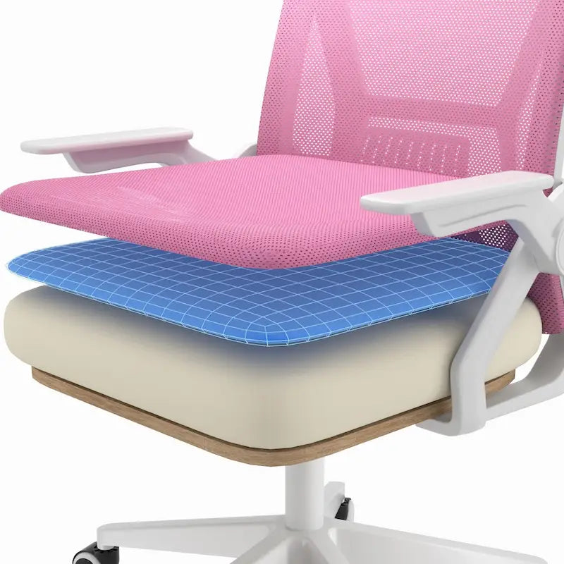Javlergo Chaise de Bureau Dossier Mi-Hauteur Pivotante avec Support Lombaire, Fauteuil de Bureau Ergonomique en Maille avec Accoudoirs