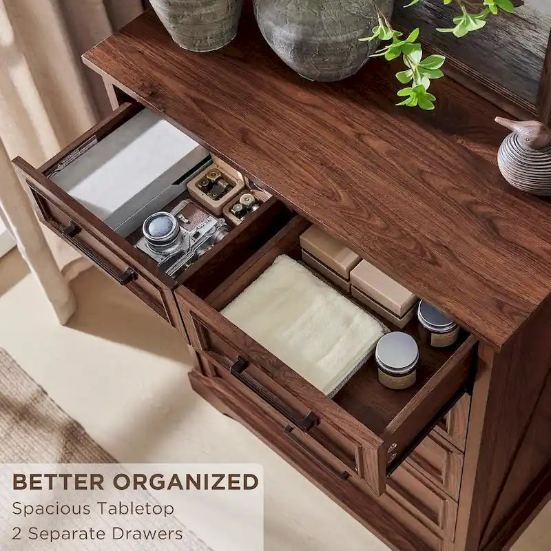 Commode de style rustique de ferme à 6 tiroirs, en bois