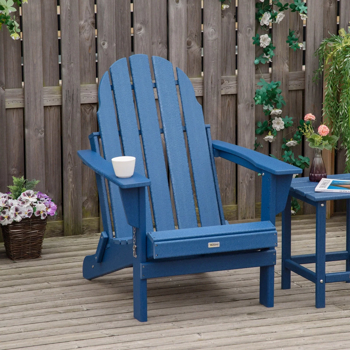 Chaise Adirondack pliante, chaises longues de plage en plastique HDPE toutes saisons pour terrasse et mobilier de jardin