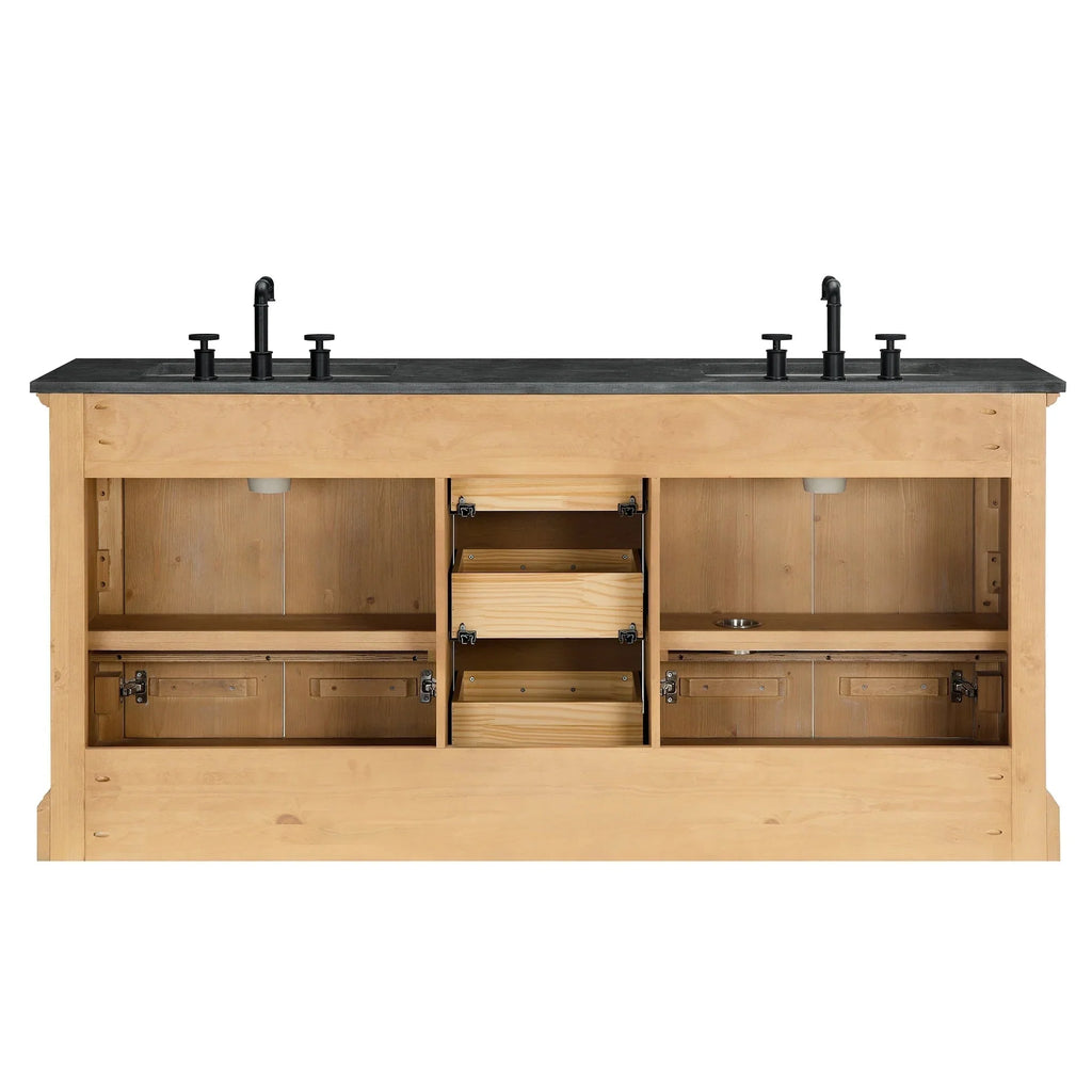 Meuble sous-vasque Hervas avec plateau en marbre naturel, sans miroir