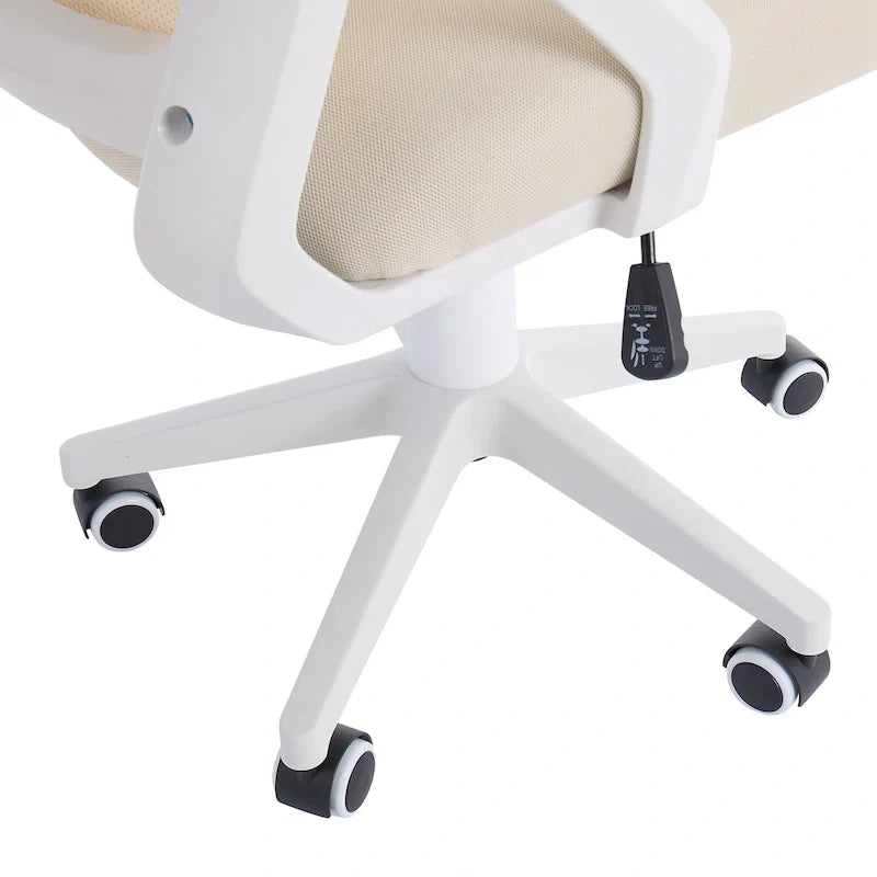Javlergo Chaise de Bureau Dossier Mi-Hauteur Pivotante avec Support Lombaire, Fauteuil de Bureau Ergonomique en Maille avec Accoudoirs