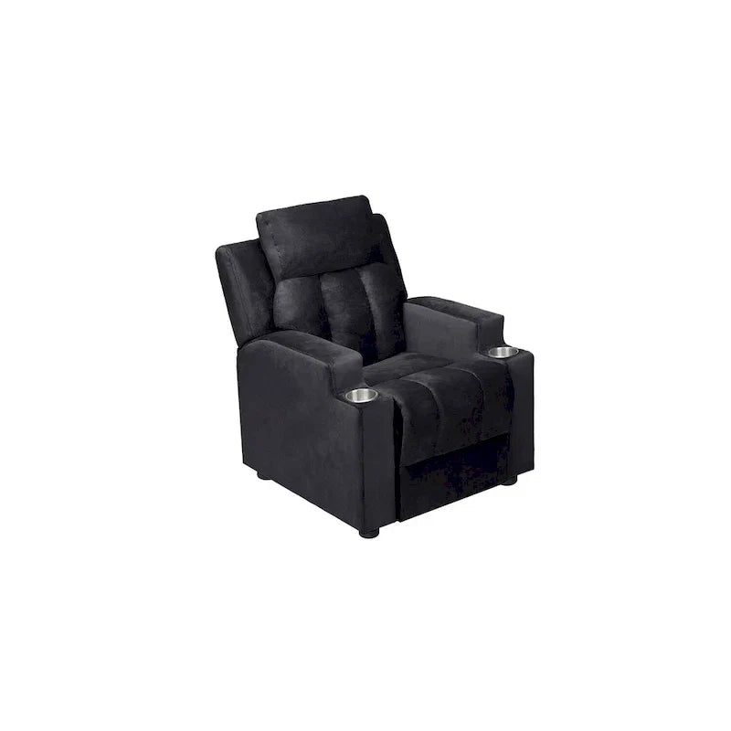 Fauteuil inclinable de luxe pour enfants avec repose-pieds, appuie-tête et 2 porte-gobelets, en microfibre, pour les enfants de 3 ans et plus