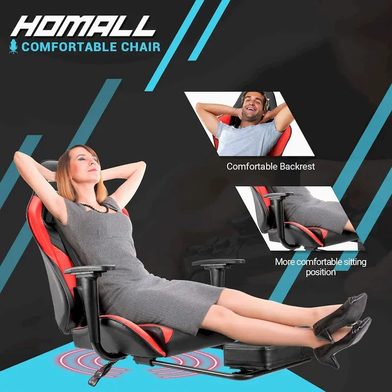 Chaise de jeu avec repose-pieds - Chaise de bureau ergonomique
