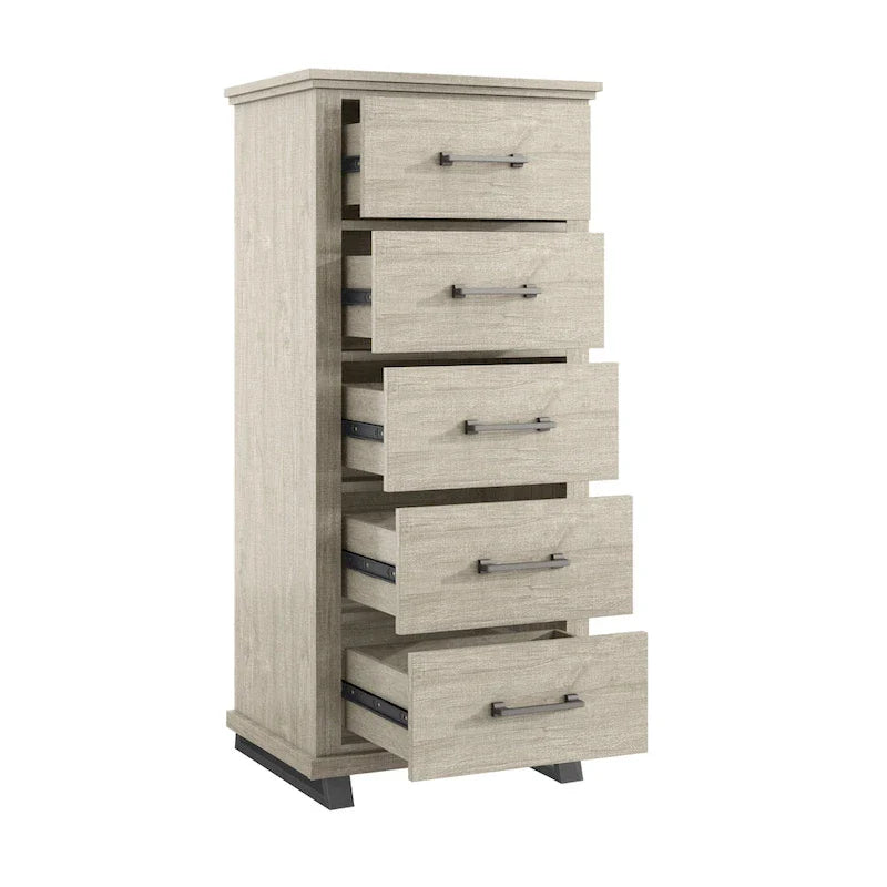 Ensemble de chambre à coucher 4 pièces Farmhouse - 2 tables de chevet, 1 commode et 1 chiffonnier