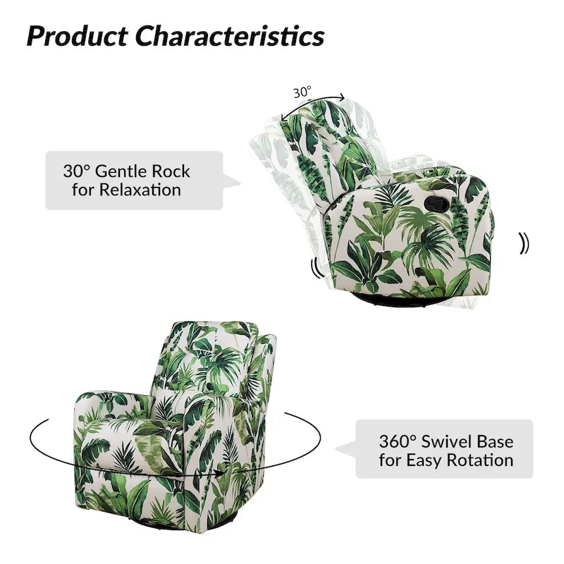 Fauteuil inclinable pivotant manuel Arlette Contemporary Floral avec dossier capitonné