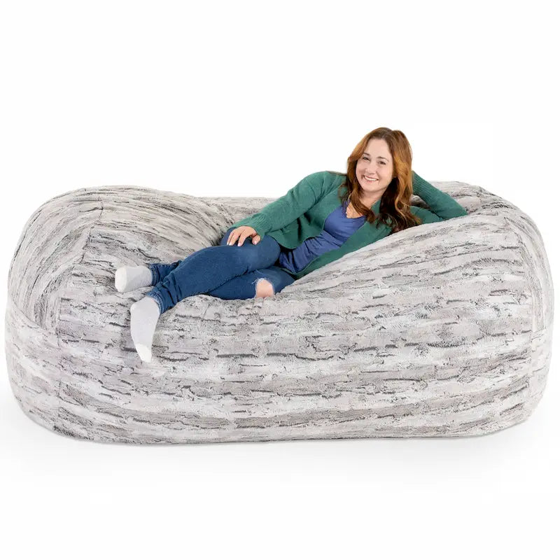 Grand canapé pouf de 7 pieds pour adultes - Luxe fausse fourrure